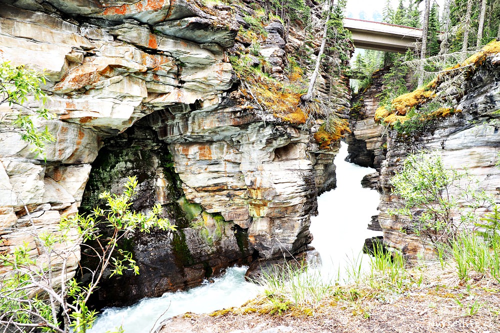 加拿大｜阿薩巴斯卡瀑布 Athabasca Falls．近距離感受萬年奔馳的衝擊 - nurseilife.cc